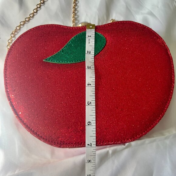 Red Sequins Apple Design Women's Gold Shoulder Clutch Bag Snow White Costume - Picture 8 of 14